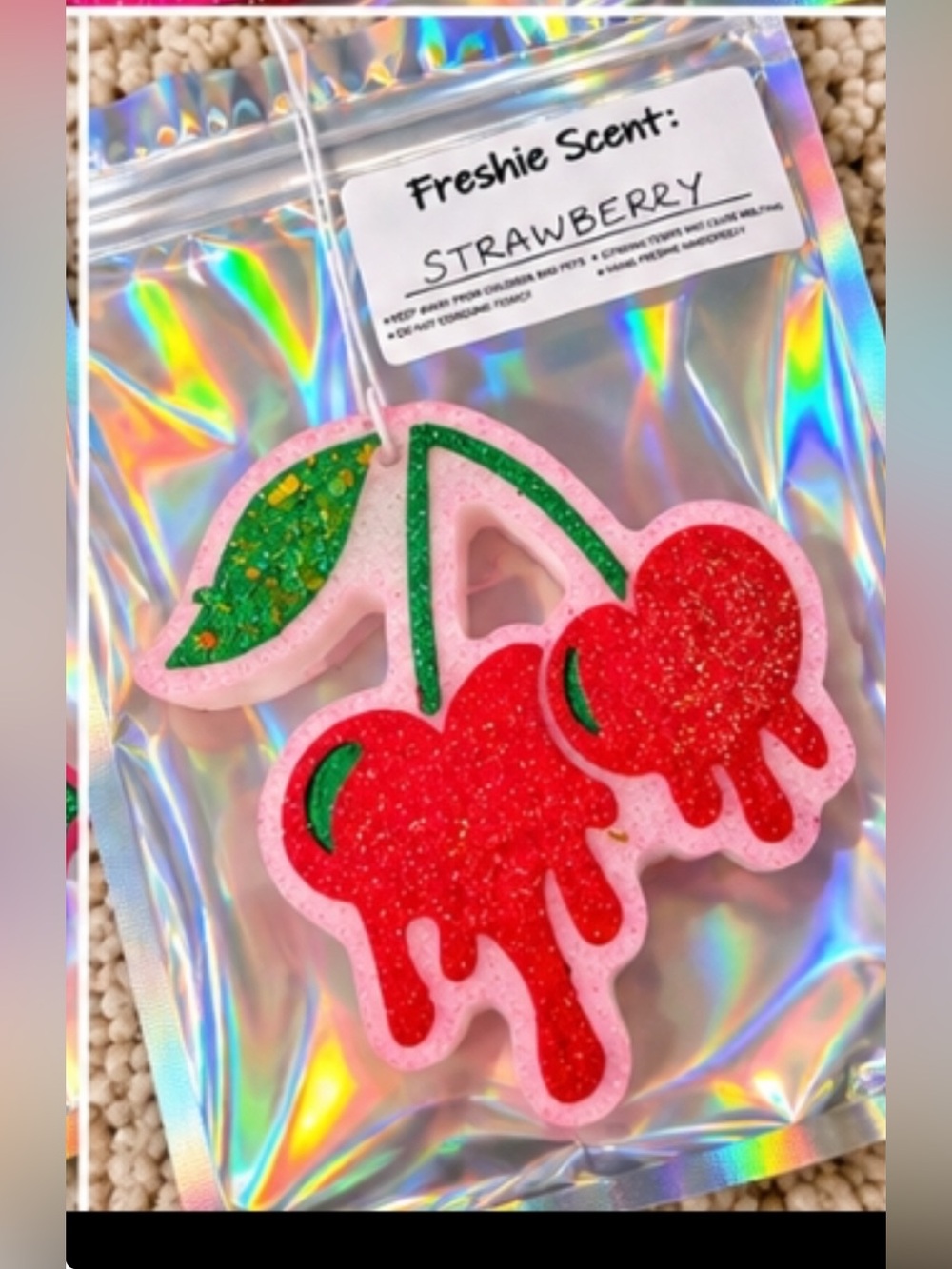 Strawberry Cherry Air Freshener - Pink & Red